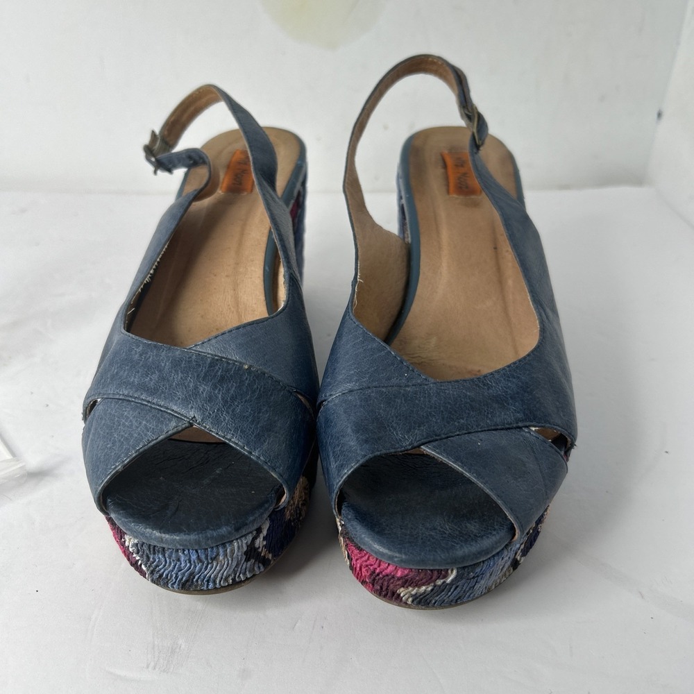 Miz Mooz Women's Blue Leather Multicolor Platform Sandals Sz EU 41 US 8-8 1/2 - Picture 3 of 15